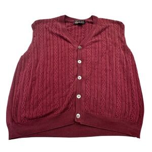 Vintage Bespoke Vest Men's Medium 100% Silk‎ Knit Burgundy Sleeveless Sweater